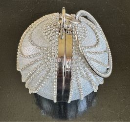 Disco Ball Clutch Purse for Women Wedding, 4.72'' Round (Silver)