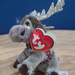 ty Disney Frozen Sparkle Sven bag clip keychain  4" Plush