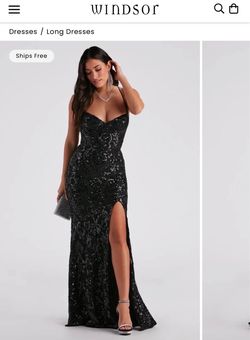 Windsor Black Sequin Formal Maxi Dress