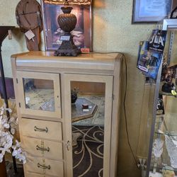 1940s art Deco waterfall armoire measure 61 in tall 3 ft wide 15 and 1/2 in deep