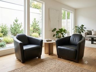 Italian Nicoletti Calia Salotti Black Leather Chairs