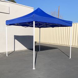 $90 (New) Heavy-duty 10x10 ft outdoor ez pop up canopy party tent instant shades w/ carry bag (white/blue) 
