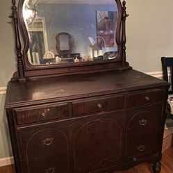 Early 1900s Antique Dresser With Swivel Mirror