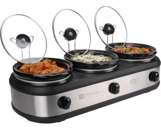 TRU Triple Buffet Server, Three 2.5-Quart Removable Crock Inserts
