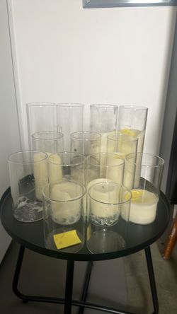 13 assorted  Glass candle vases