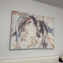 Large 47x35 Framed Abstract Wall Art – Modern & Neutral