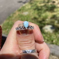 Larimar And Sterling Silver Ring Size 7