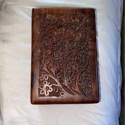 Hand Carved Wooden Flower Box With Hidden Pull Out Bottom, So You Can Store Secrets Inside!