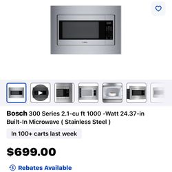 NEW BOSCH BUILTIN MICROWAVE WITH A FREE $300 27”TRIM KIT INCLUDED AND FACTORY WARRANTY 3/22/25