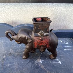 Antique Cast Iron Elephant Mechanical Coin Bank – Working – J&E Stevens Style – 2.7 lbs  ⸻  Description  Antique cast iron Elephant mechanical coin ba