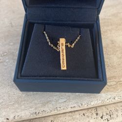 Religious 14K GOLD 4 Sided Charm Necklace 2.7g