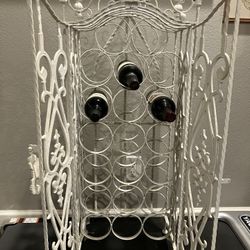 White Wrought Iron Wine Cabinet With Doors