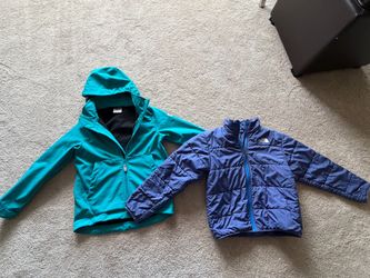Reima rain coat size 9, north face down jacket size 10