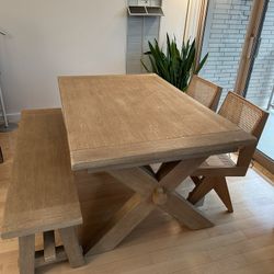 Toscana Extendable dining table and Bench Pottery Barn