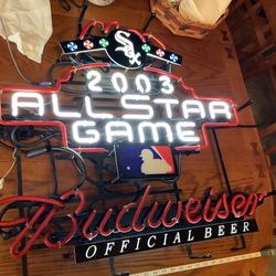 Chicago White Sox Budweiser Neon Light 2003 MLB All star game, approximately 27” tall, 30” wide. Been hanging in my home bar for 20 years. Has dimmer 