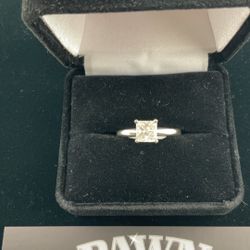 14k White Gold Princess Cut Diamond Ring 