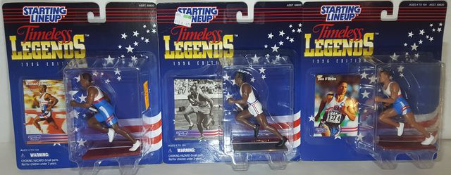 Vintage Starting Lineup 1996 Timeless Olympic Track & Field Legends Jesse Owens, Michael Johnson and Dan O’Brien