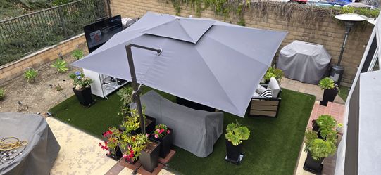 10x13 FT Patio Umbrella, Large Cantilever Rectangular Double Top Heavy Duty Offset Umbrellas with 360° Rotation, Outdoor shade for Garden Deck Pool Pa