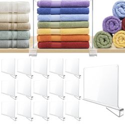 16 Pack Clear Acrylic Shelf Dividers for Closet Shelf Organizer of Bedroom Kitchen Office Bathroom Organizer for Clothes Books Hats and Handb