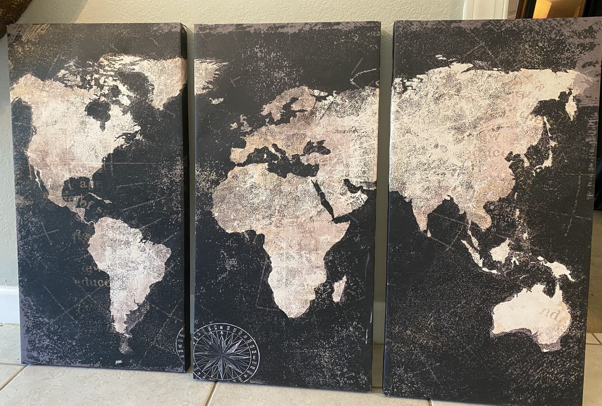 3 Piece Wall Art Of The World