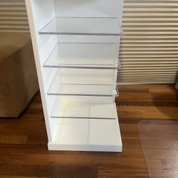 4 Layer Acrylic Shelves With Solid Wood Base And Sides
