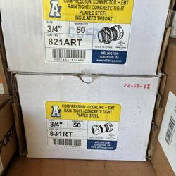 Compression Connectors Emt 3/4 rain tight 50 couplers and 50 connectors