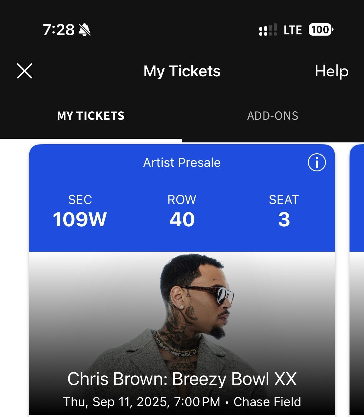 Pair Of Chris Brown Tickets (2)