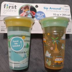 Sip Around spoutless 2-in-1: spoutless for 360° of sipping & converts to big kid's open cup