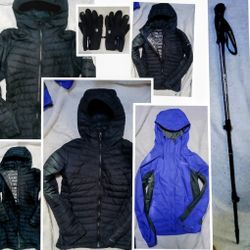 3 Columbia Jackets Size L,I Columbia Walking Stick, And Gloves