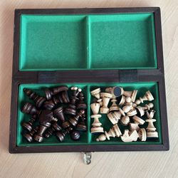 Foldable Wood Chess Checkers Board