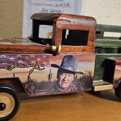 Hamilton Collection John Wayne The Duke's American Highway: On The Road Sculpture Wooden Truck New #0147A