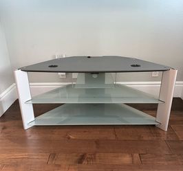 Glass and metal TV stand