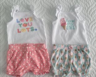 Baby Girl 2-Piece Outfit Sets Lot of 2