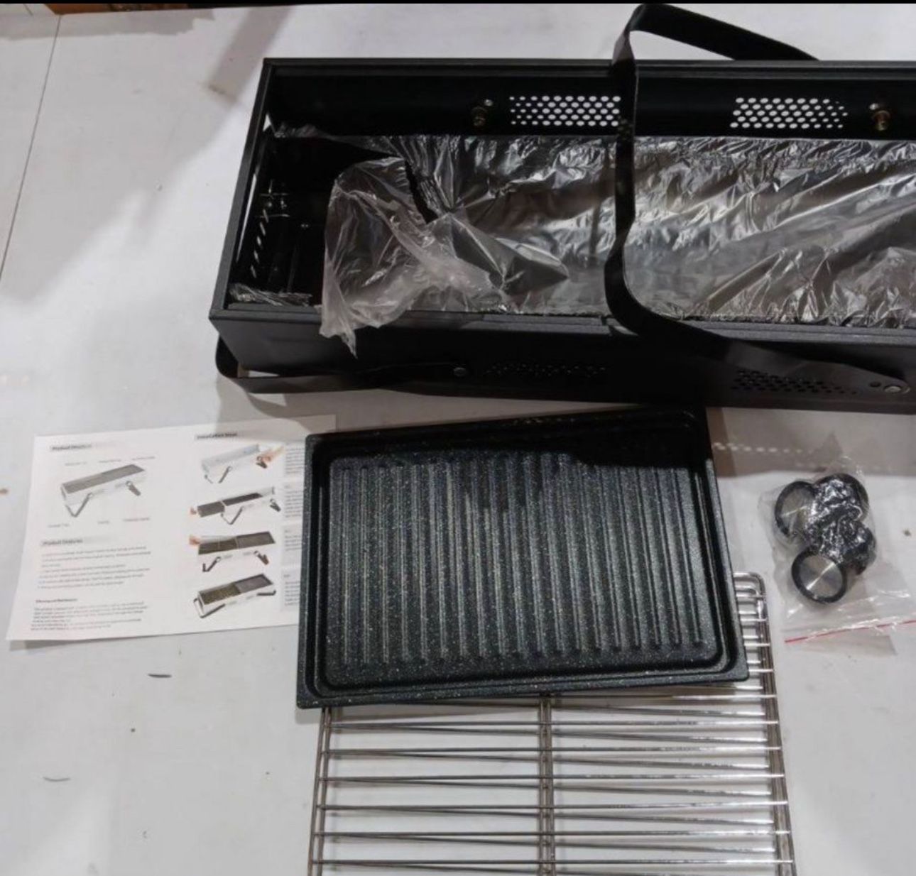 Foldable Portable Charcoal Grill, Frying & Grilling Stainless Steel Easy Clean Smoker, Outdoor Table