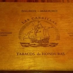 Old Cigar Box With Ship On It