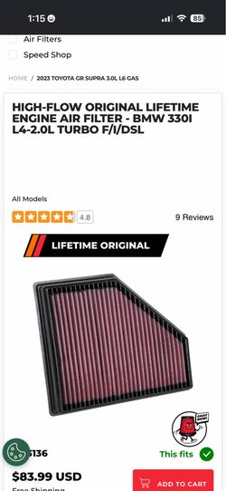 Toyota supra K&N Engine Air Filter