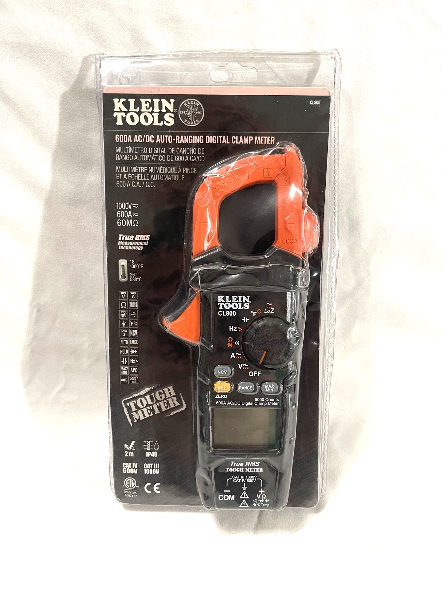 Brand New (Klein Tools) Digital Clamp, Meter Ac Auto Range Auto Off Clamp Meter. Retails $130.