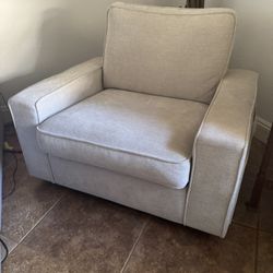 Beige Accent  Swivel Chair 