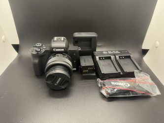 Canon EOS M50 Mark II + 15-45mm Lens Bundle (Batteries & Chargers Included)