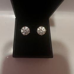 LUXURY 7mm Sterling Silver Moissanite Diamond  Earrings - Sealed, Unworn