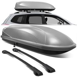 Universal Gray Roof Cargo Box with PT-ZTL-8052 Crossbars 2014–2018 Subaru Forester