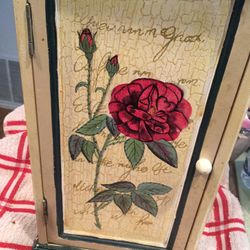 Small Cupboard With Shelf’s  Beautiful Rose Painting On Doot