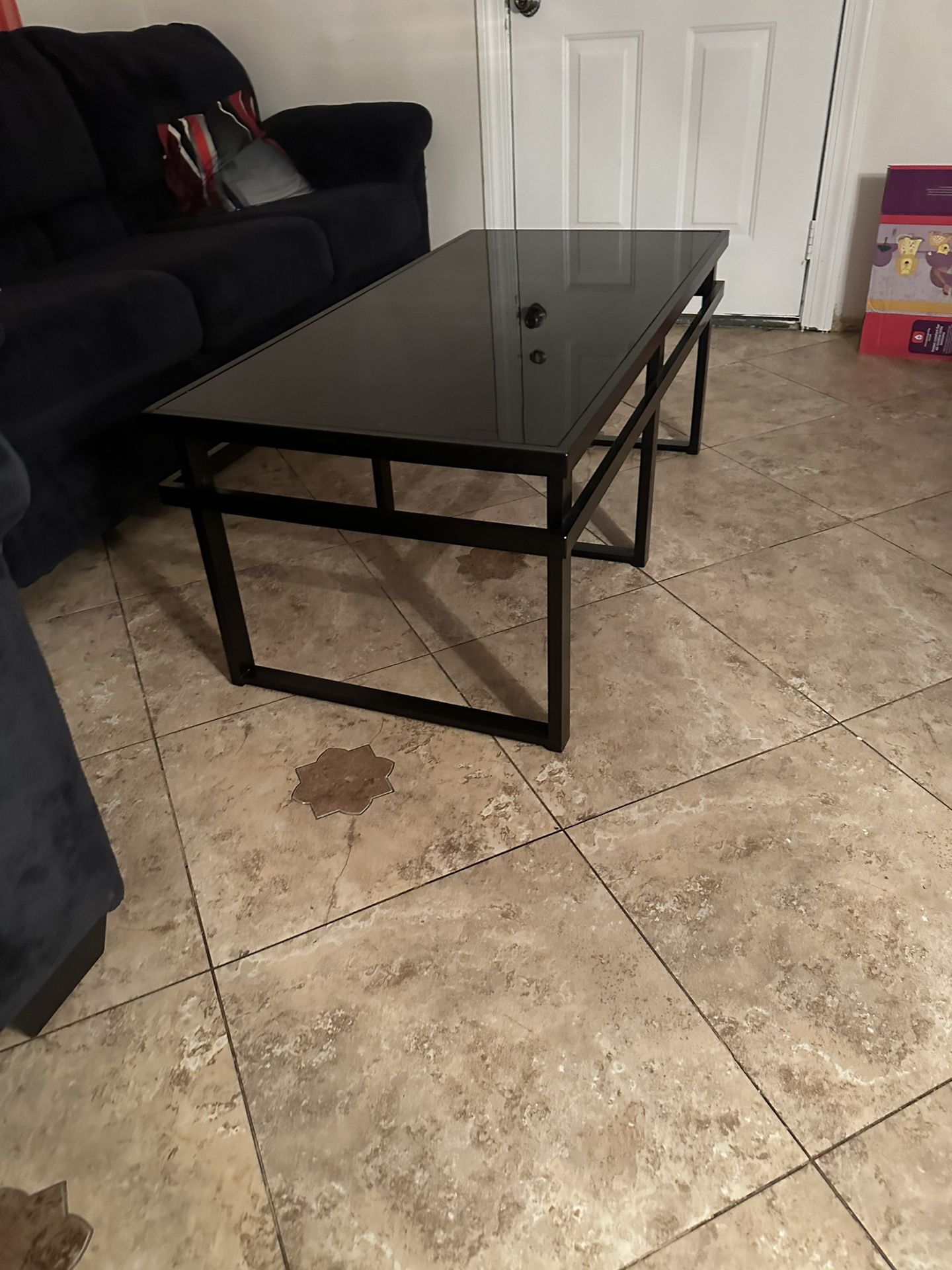 1Coffee Table And 2 End Tabes Glass With Metal Frames 