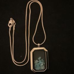 18” Sterling Silver 925 Necklace With Clear Treasure Box With Rocks Inside…pendant Open And Closes