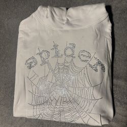  Sp5der OG Rhinestone Logo Hoodie ‘White’