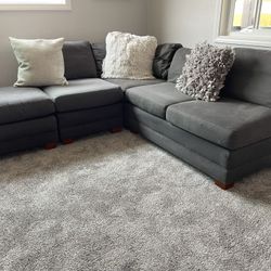 Gray 4 Piece Crate & Barrel Sectional Washable Covers