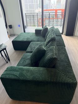 Green Sectional L- Sofa