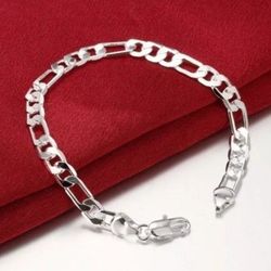 925 Sterling Silver Stamped 6mm Figaro Bracelet Unisex Jewelry Highest Quality ✨