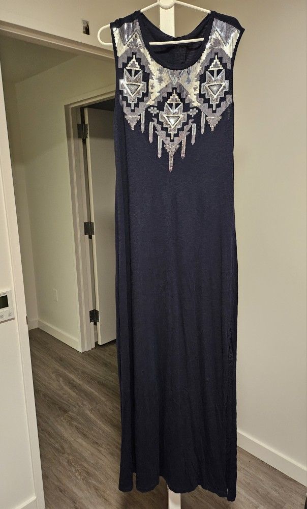 Express Navy Blue Maxi Dress with Sequins