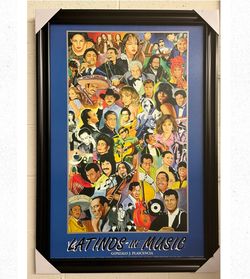 Vintage 90's Latinos In Music Poster Ritchie Valens Selena Celia Cruz